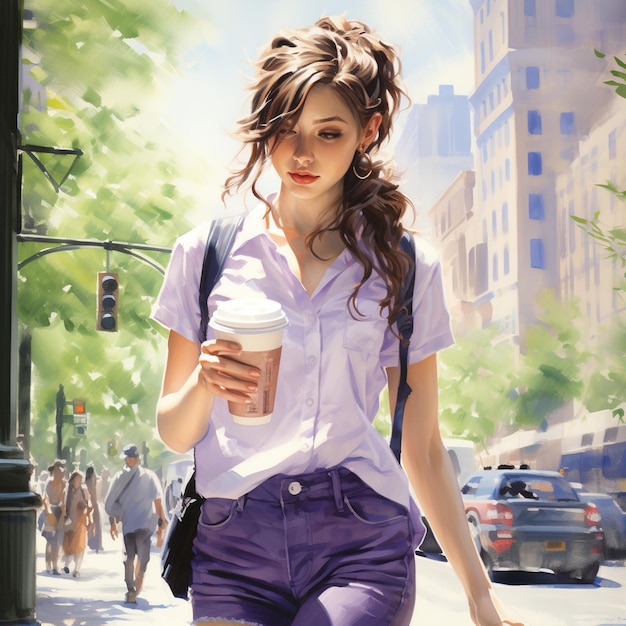 Young woman walking in the city