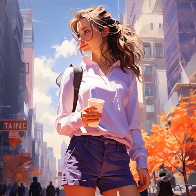 Young woman walking in the city