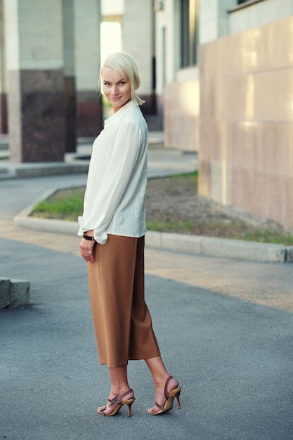 Young woman walking on the street