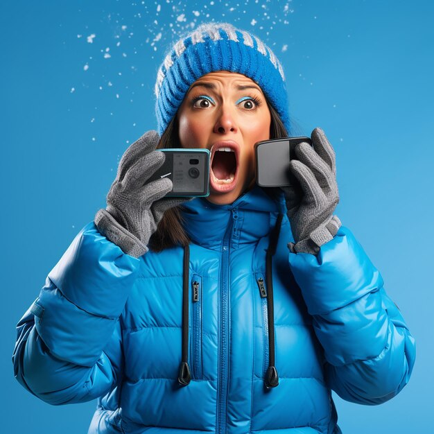 Photo young woman in warm padded windbreaker