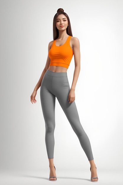young woman wear fitness outfit posing images with ai generated