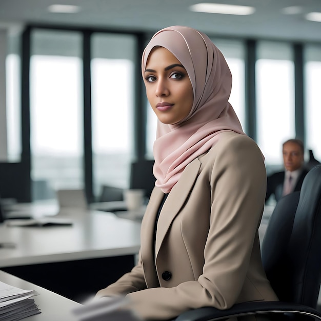 A young woman wearing a hijabs tands