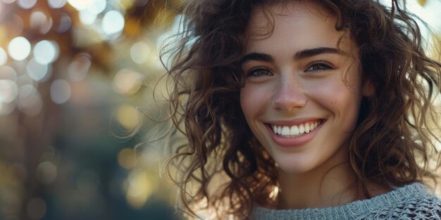 Photo young woman wearing knitted sweater portrait generative ai