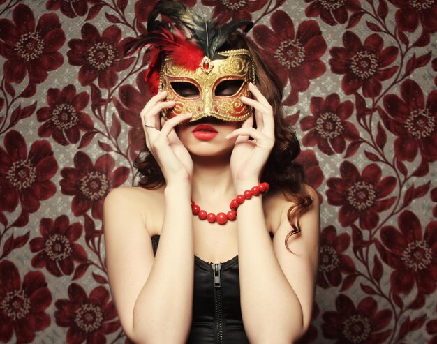 Young woman wearing mask