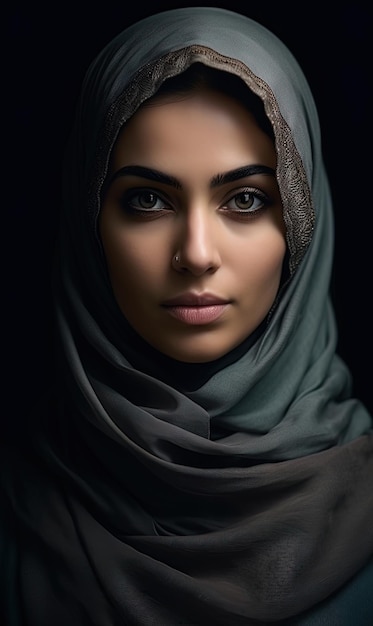 Young woman wearing a traditional muslim hijab generative ai