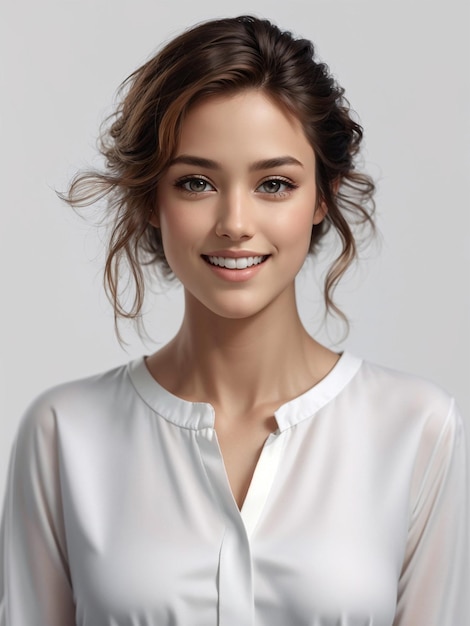 A young woman wearing a white longsleeved hem Ai Image With Prompt