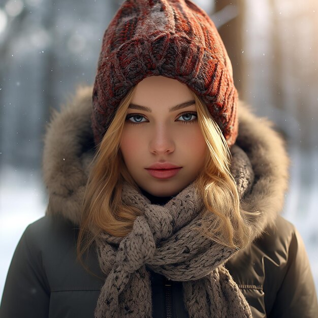 Молодая женщина в зимней одежде.