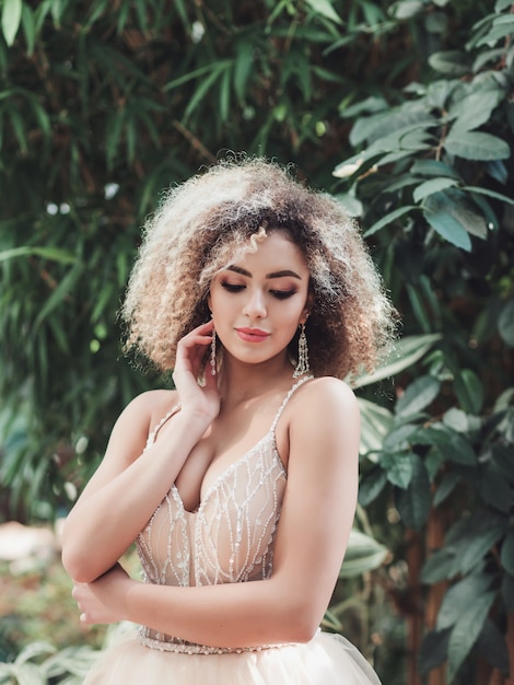 Young woman in wedding dress