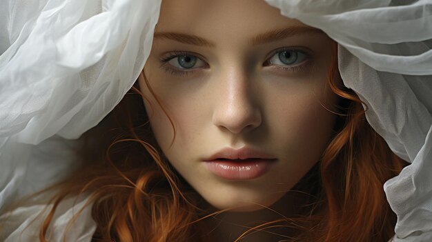 young woman in white veil