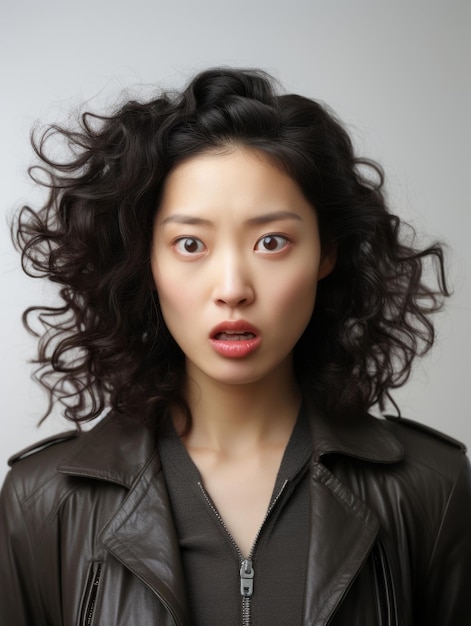 Young woman with Asian features who appears to be schocked