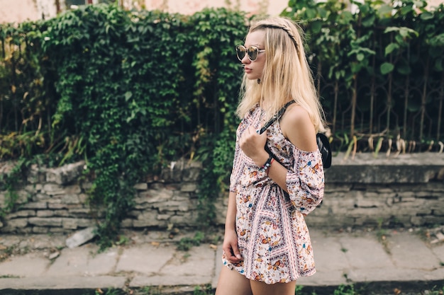 Young woman with backpack