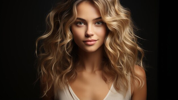 young woman with beautiful curly hair