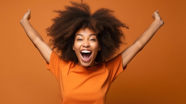 Young woman with big headphones dancing