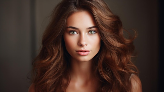 Молодая женщина с коричневыми волосами смотрит в камеру с уверенностью