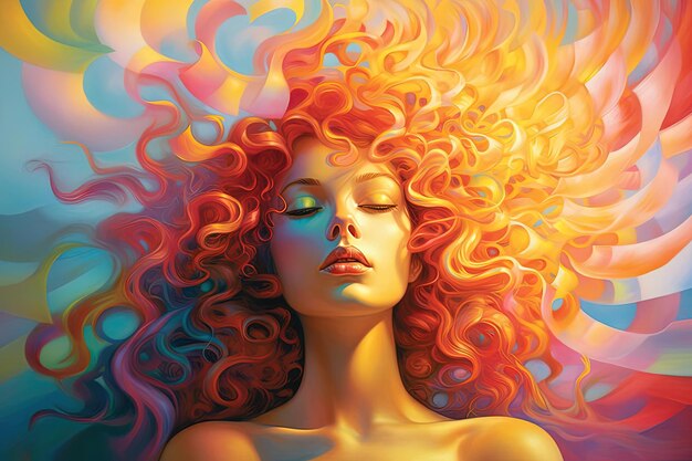 the young woman with colorful hair from one of the latest releases of the girl curly