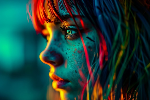 Young woman with colorful hair