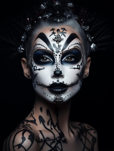 Young woman with creative make up halloween theme