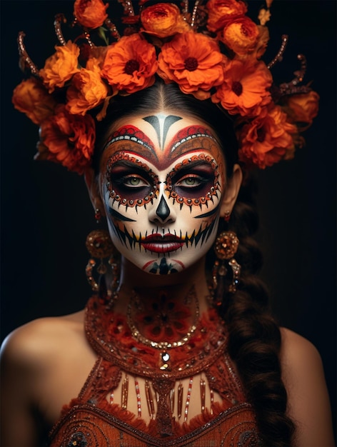 Young woman with creative make up halloween theme