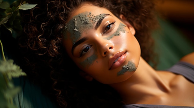 young woman with creative make up in the interior