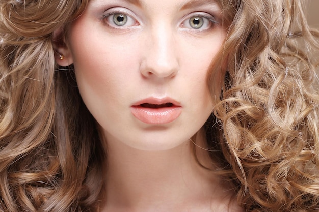 Young woman with curly hair