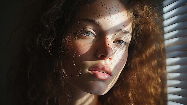 young woman with curly hair