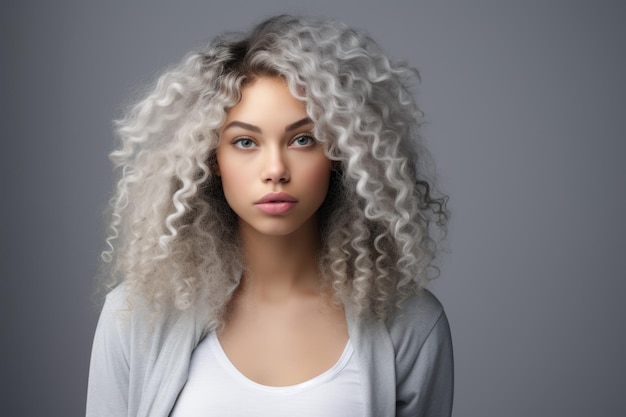 Young woman with curly hair