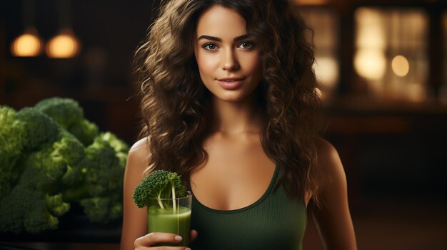 young woman with glass of fresh cocktail