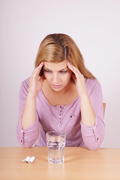 Young woman with headache