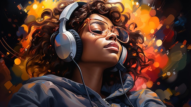 young woman with headphones