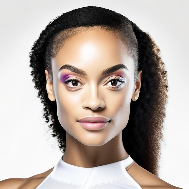 Photo young woman with ideal skin for beauty products generative ai