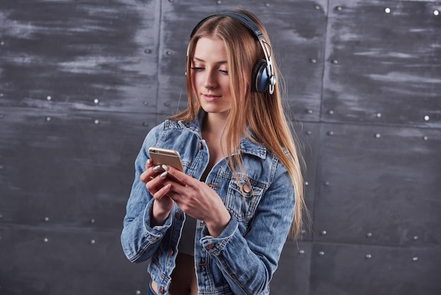 young woman with jeans jacket