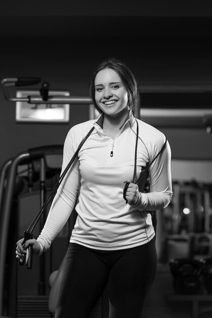 Young Woman With Jumping Rope  Cardio Time