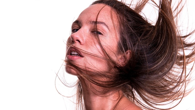 young woman with long straight hair. sexy and gorgeous blonde woman. portrait of attractive female