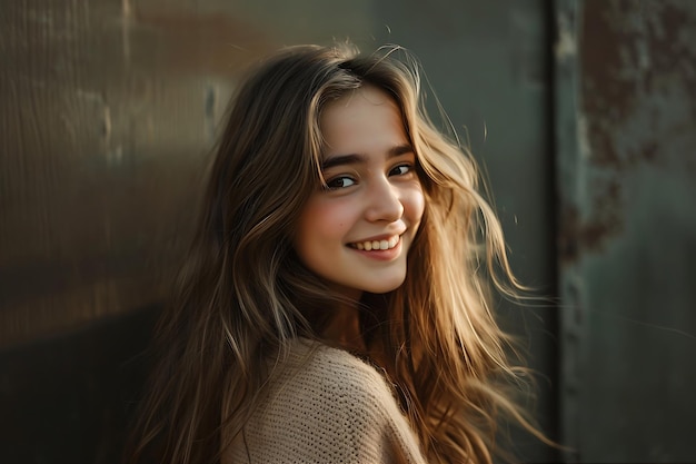 Young Woman with Long Wavy Hair and a Pretty Smile 2