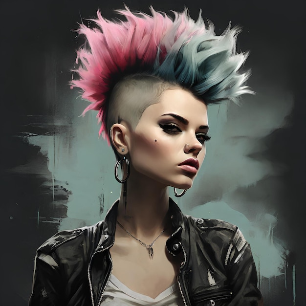 Young woman with mohawk Punk Grunge style