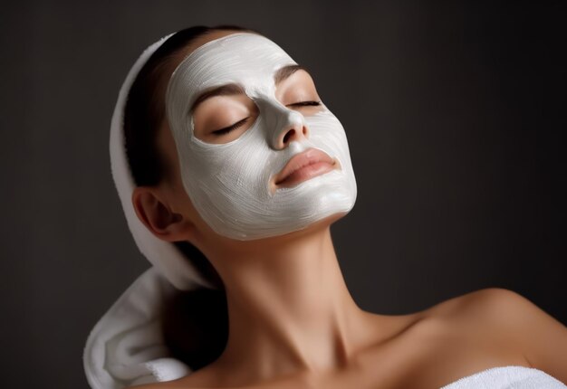 Young woman with nutrient facial mask