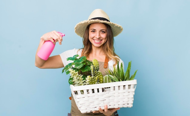 植物を育てる若い女性