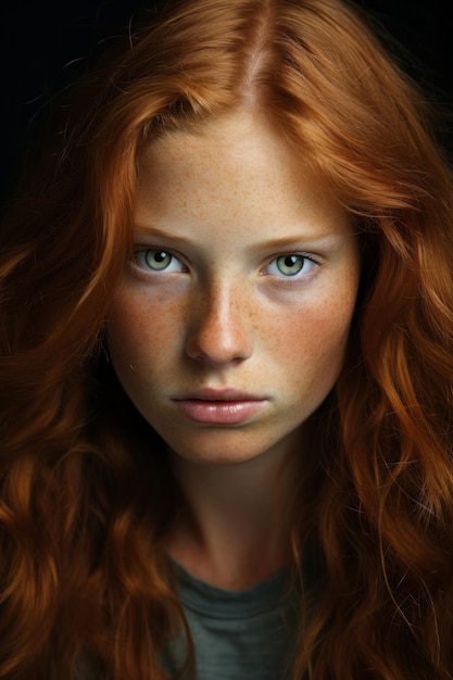 赤い髪とそばかすを持つ若い女性
