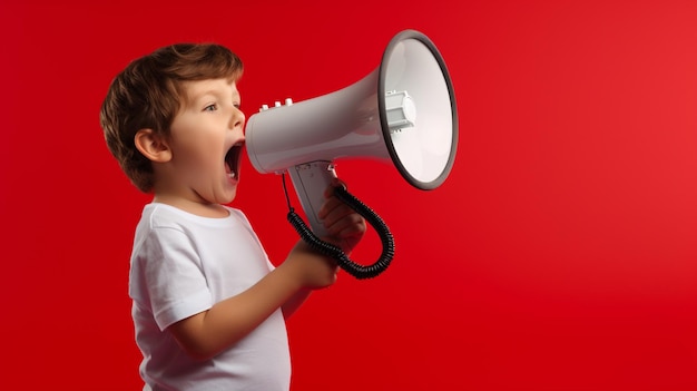 young woman with red megaphone