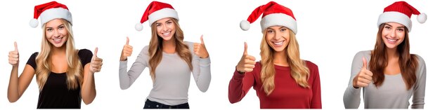 Young woman with Santa Claus hat concept of Christmas and new year on white background