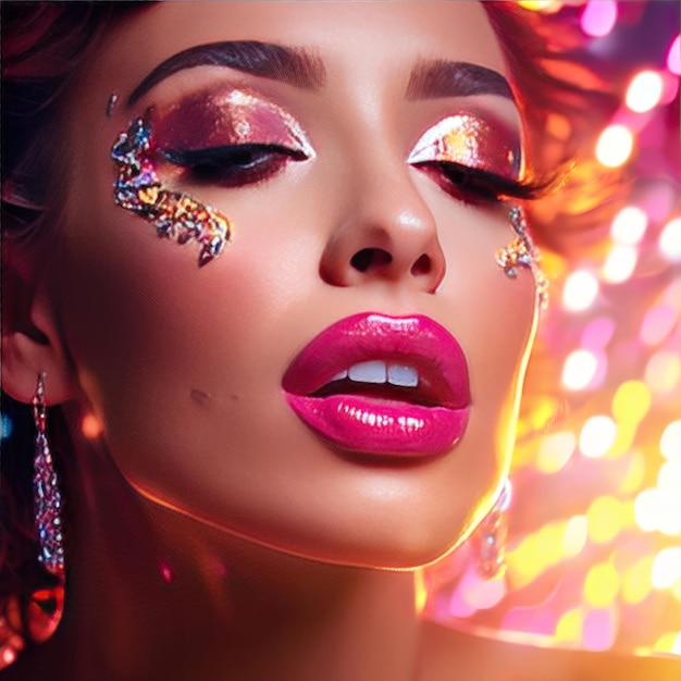 young woman with shiny glitter