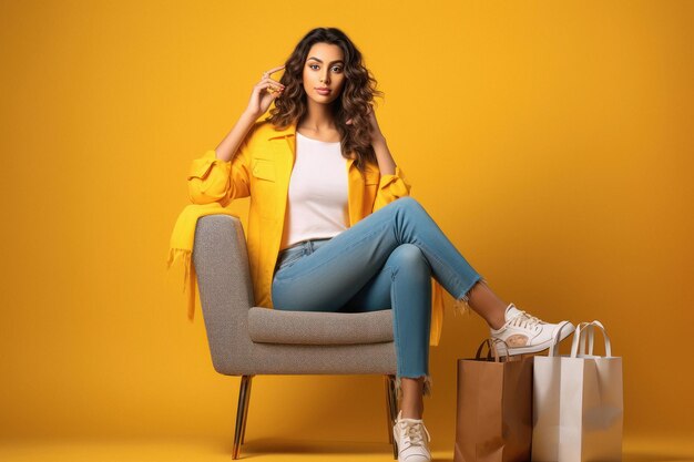 Photo young woman with shopping bags