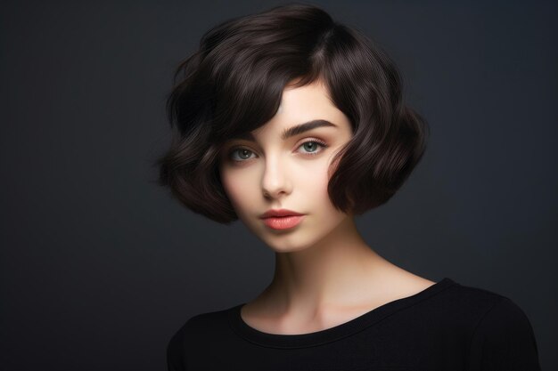  Premium AI Image | Young woman with short haircut styling closeup