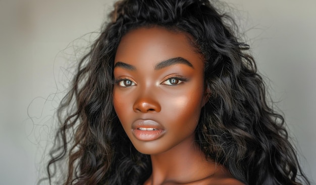 Young woman with striking features and freckles in natural light