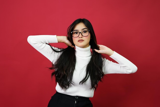 Young woman with two side hair