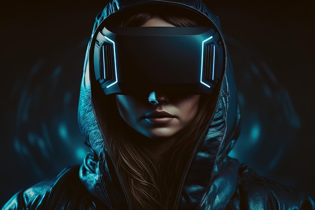 Young woman with vr headset