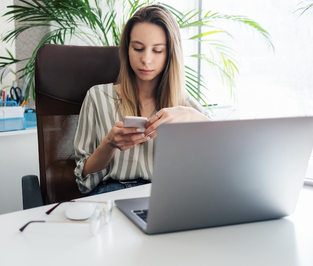 Young woman working on a computer