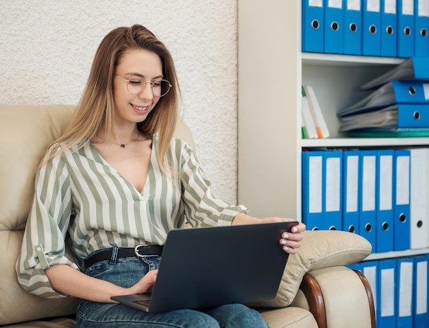 Young woman working on a computer