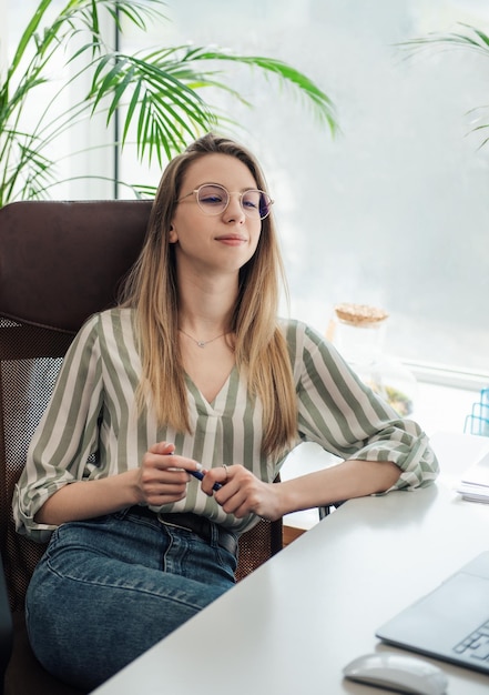 Young woman working on a computer