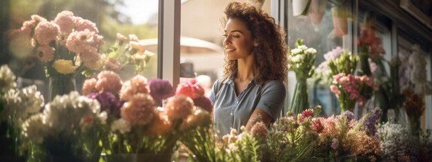 Young woman working in a flower store